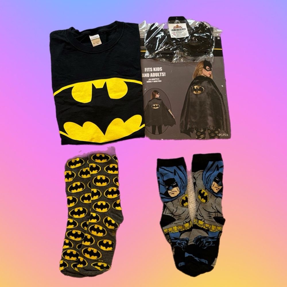 Halloween Costume - Cute Batgirl T-Shirt, Cape, Mask and Socks Set
